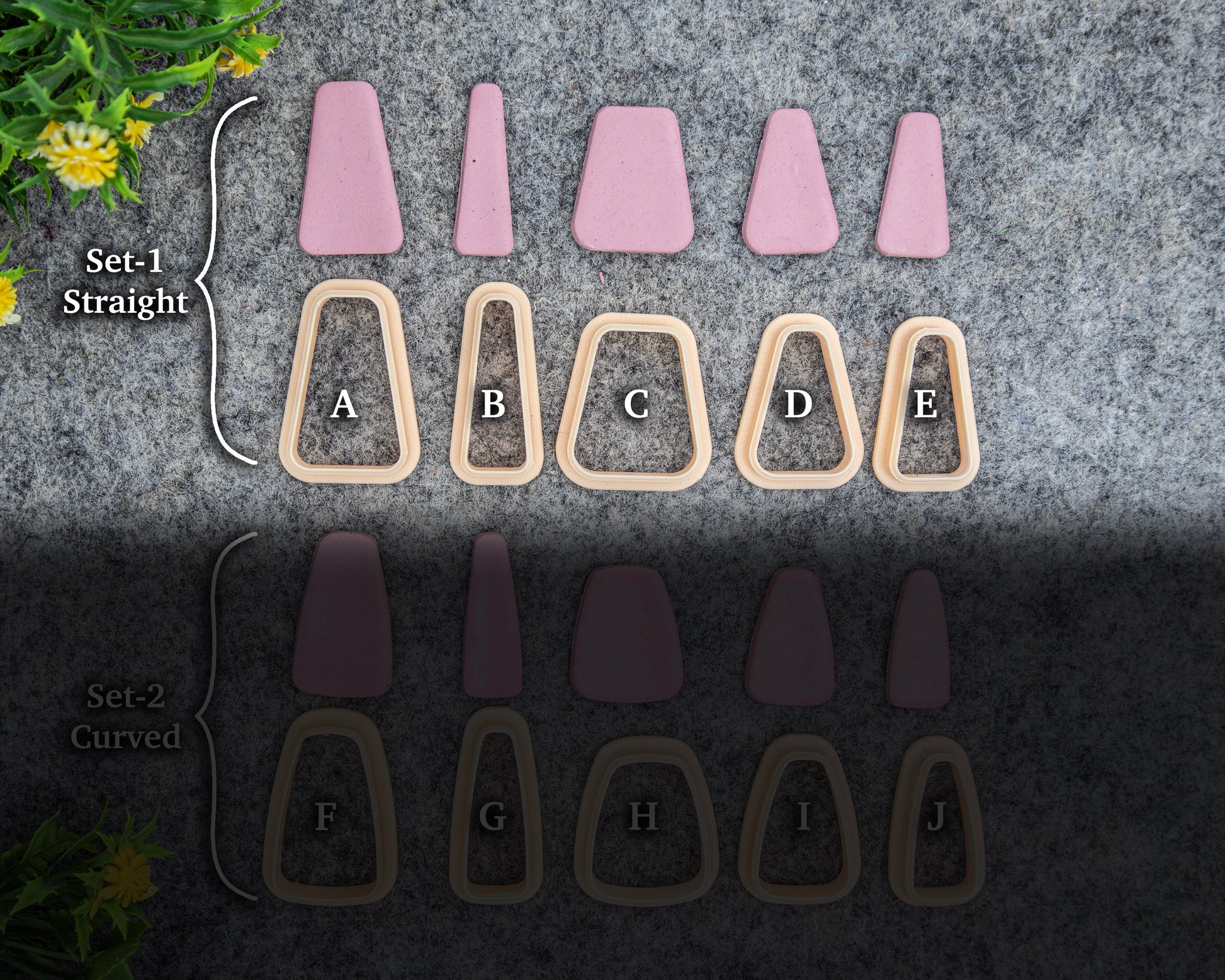 Triangle Dangle Polymer Clay Cutters: Straight & Curved Shapes #651