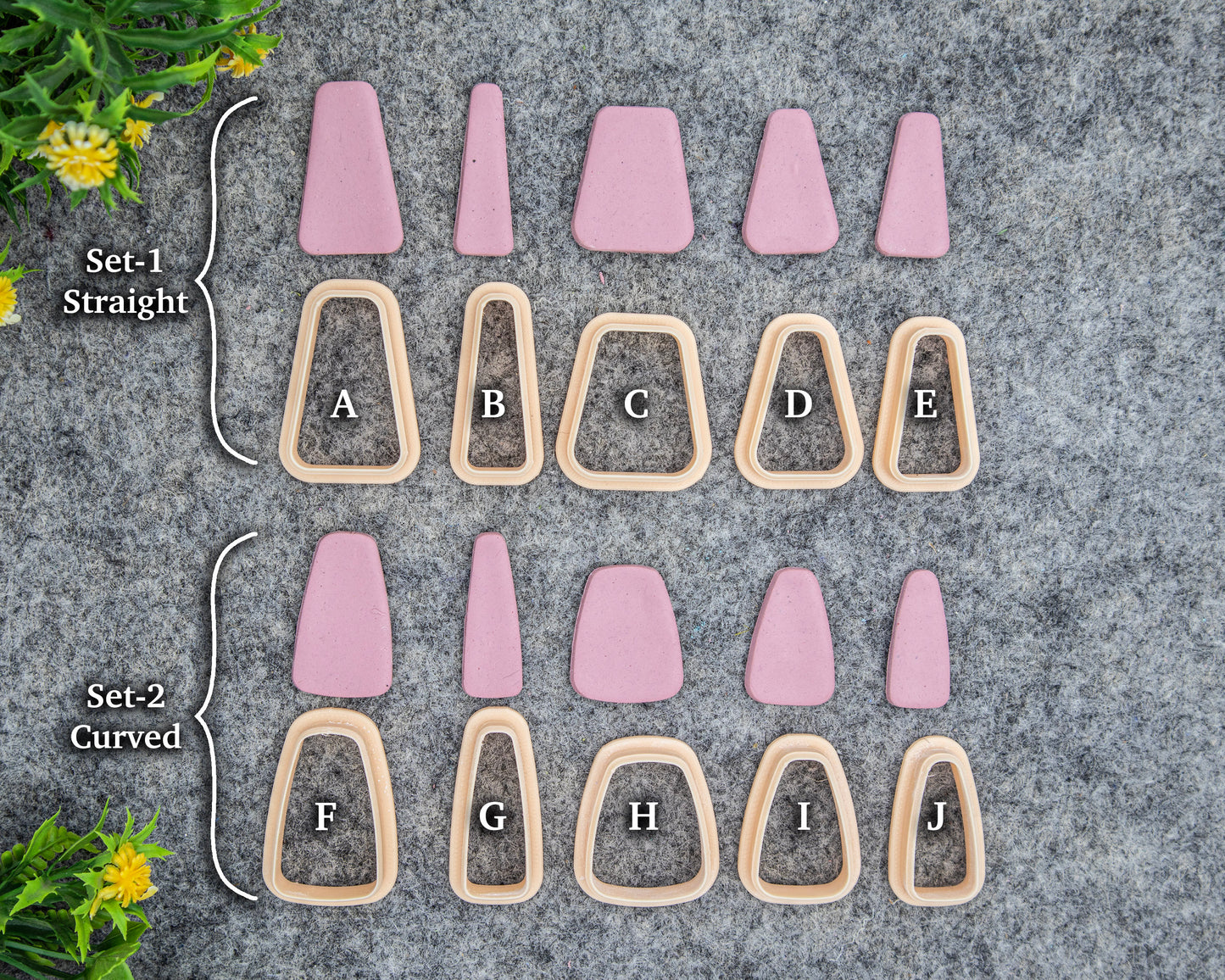 Triangle Dangle Polymer Clay Cutters: Straight & Curved Shapes #651