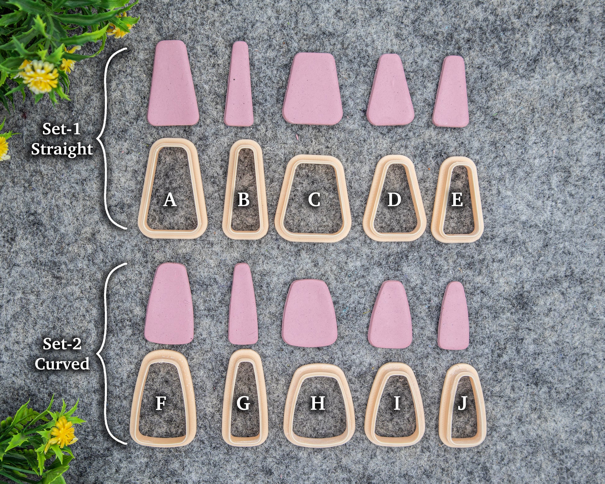 Triangle Dangle Polymer Clay Cutters: Straight & Curved Shapes #651