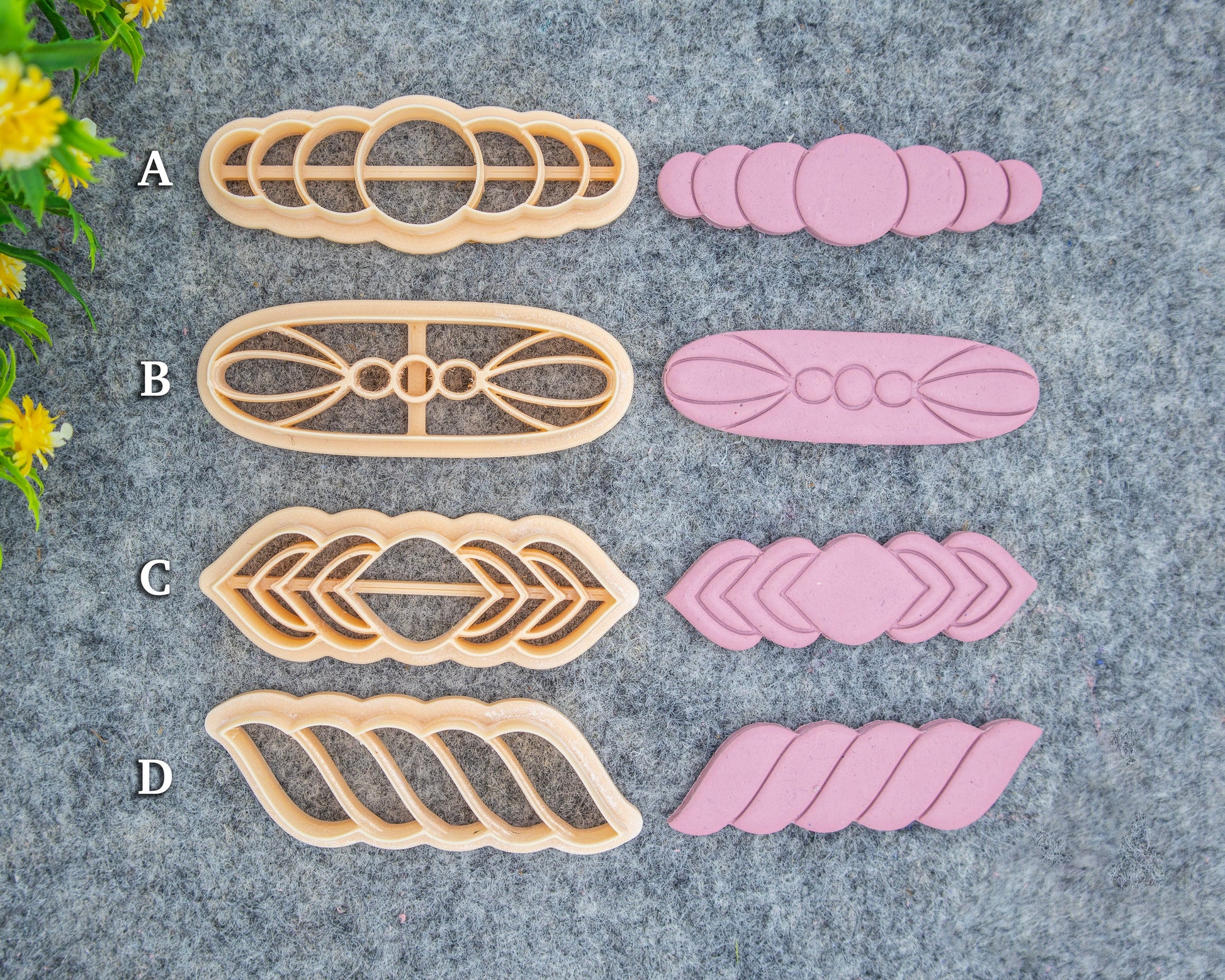 Barrette Clay Cutters, Hair Clip Cutter, Hair Barrette Cutters for Clay, Clay Hair Accessories, Embossed cutters #648-E1