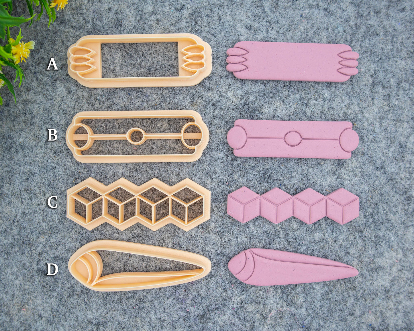 Barrette Clay Cutters: Embossed Hair Clip Accessories #648-E2