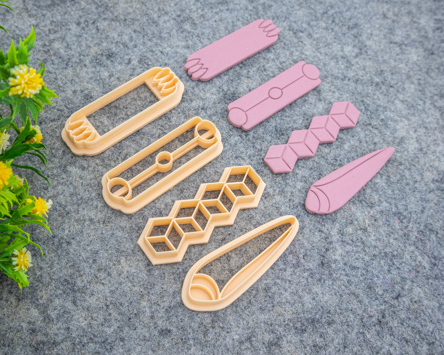 Barrette Clay Cutters: Embossed Hair Clip Accessories  #648-E2