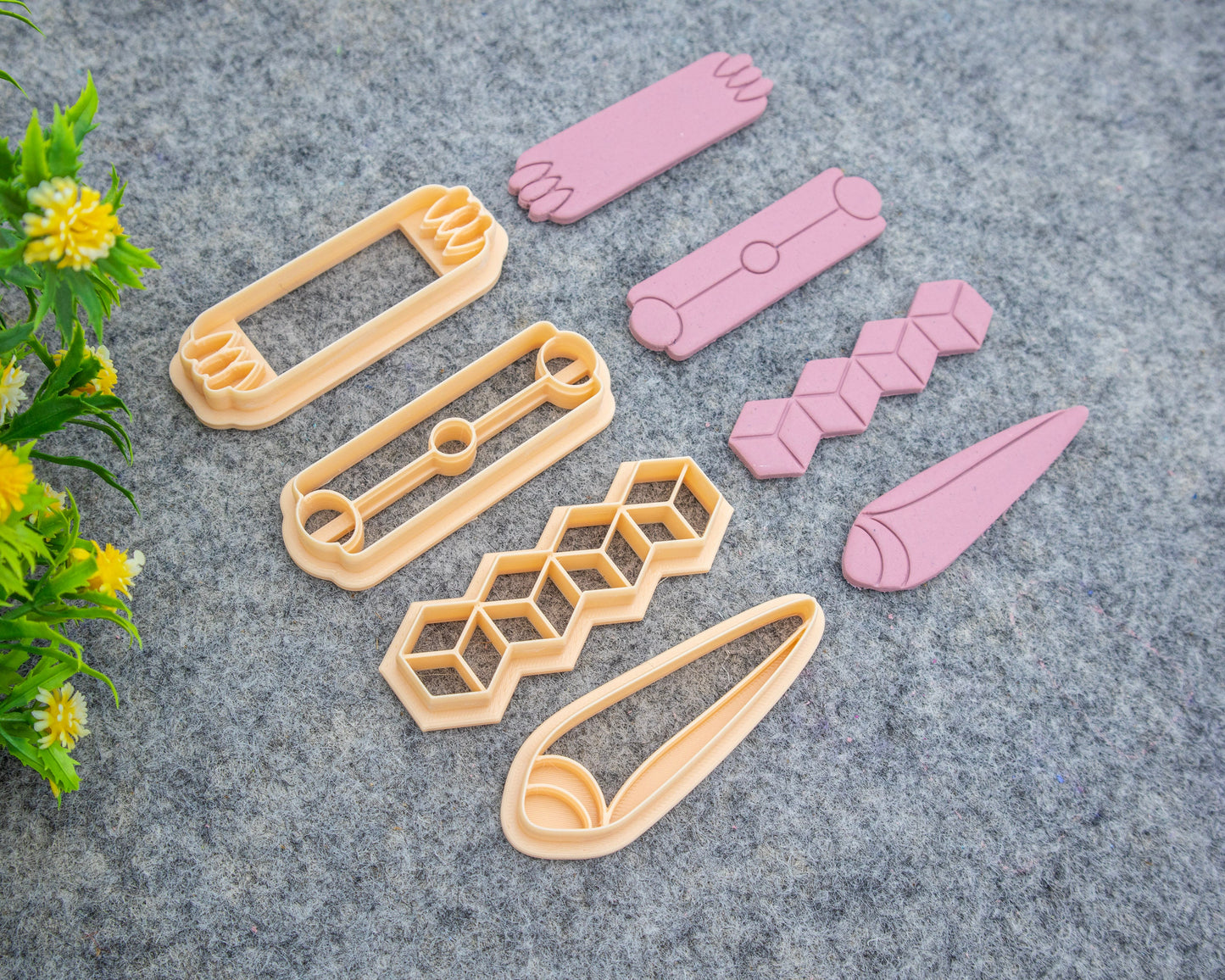 Barrette Clay Cutters: Embossed Hair Clip Accessories #648-E2