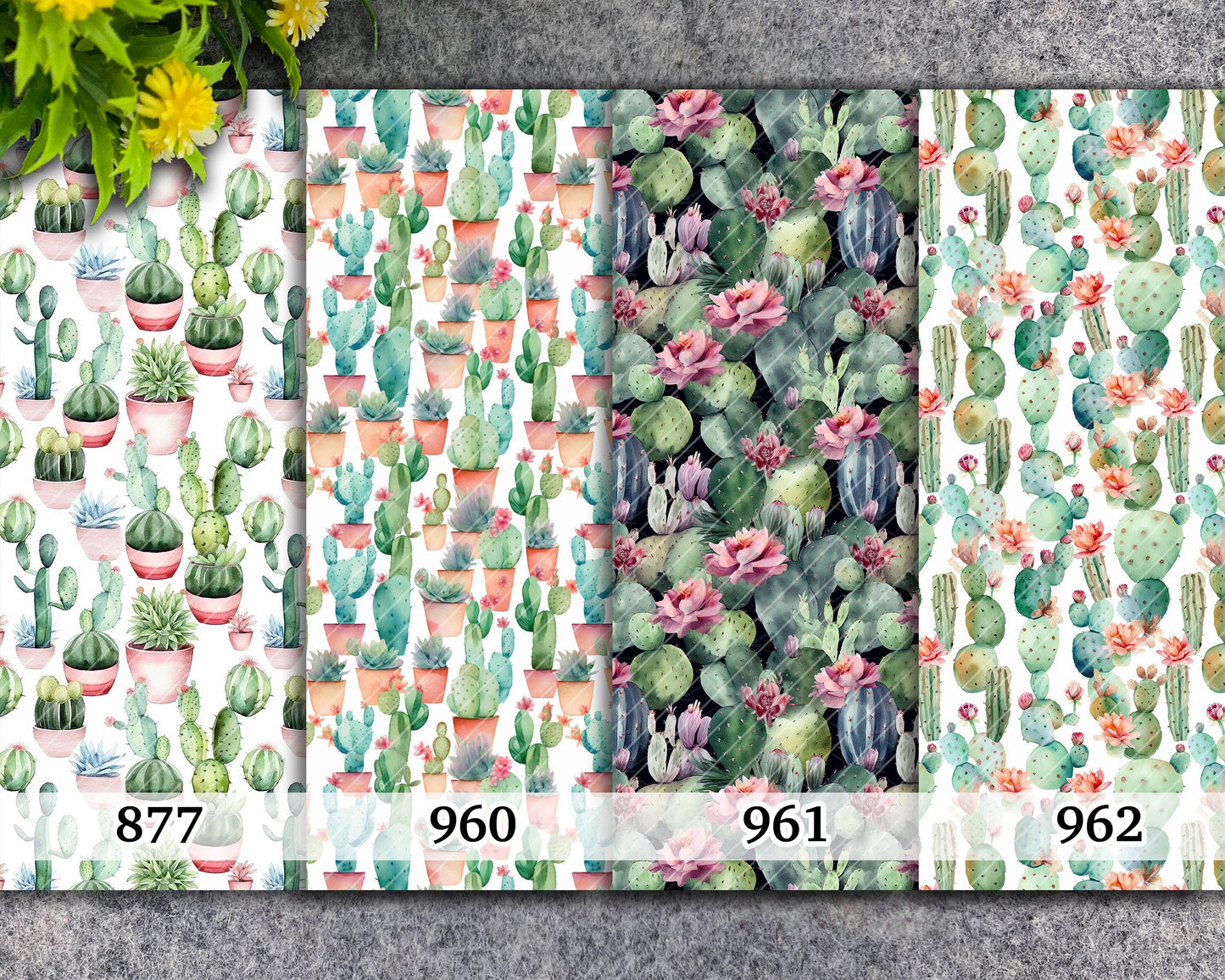 Watercolor Cactus Pattern Transfer Paper for Polymer Clay