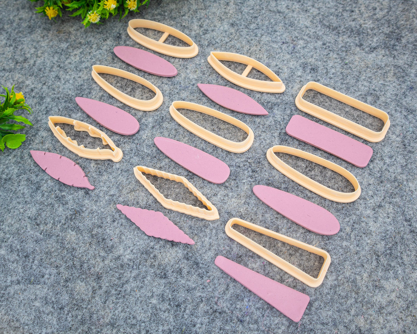 Barrette Clay Cutters: Ellipse, Oval, Leaf, Rectangle Shapes #648