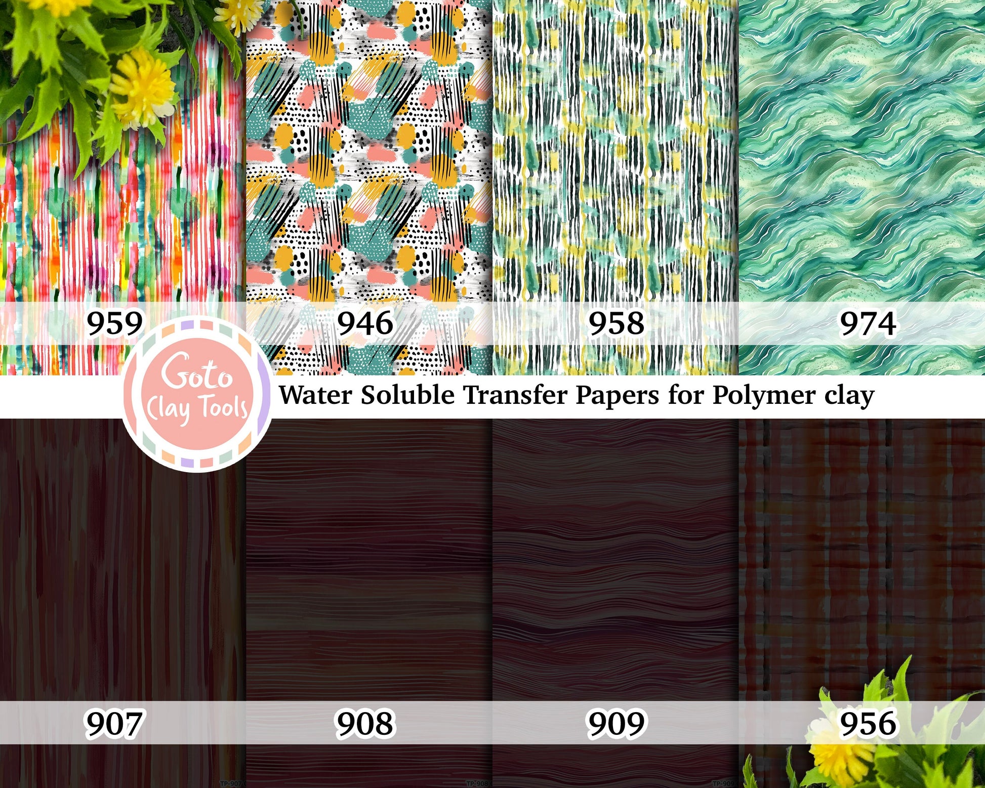 Water soluble Transfer paper for polymer clay, Watercolor Stripes Stripes patterns, polymer clay image transfers, magic transfer paper