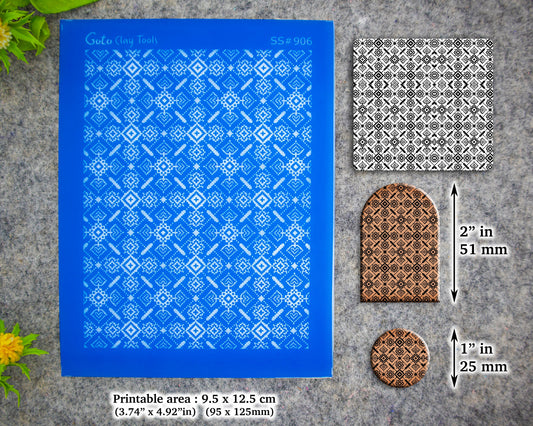 Patola Silkscreen for Polymer Clay Earring making, Clay Stencils, Clay Earring Silkscreen, Polymer Clay Supplies SS#906