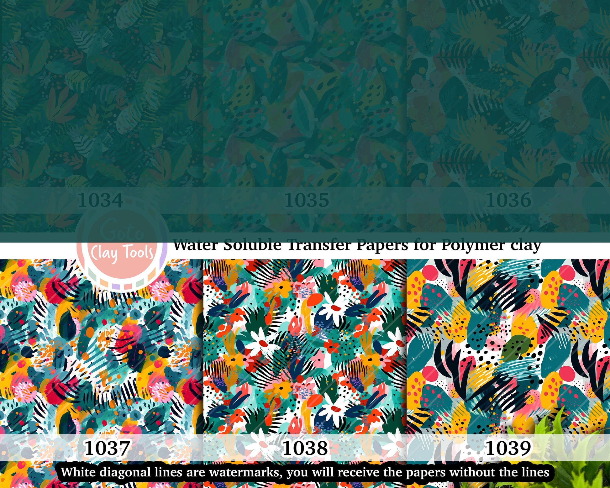 Tropical Polymer Clay Transfer Paper: Colorful Abstract Pattern (4x5.5 inches)