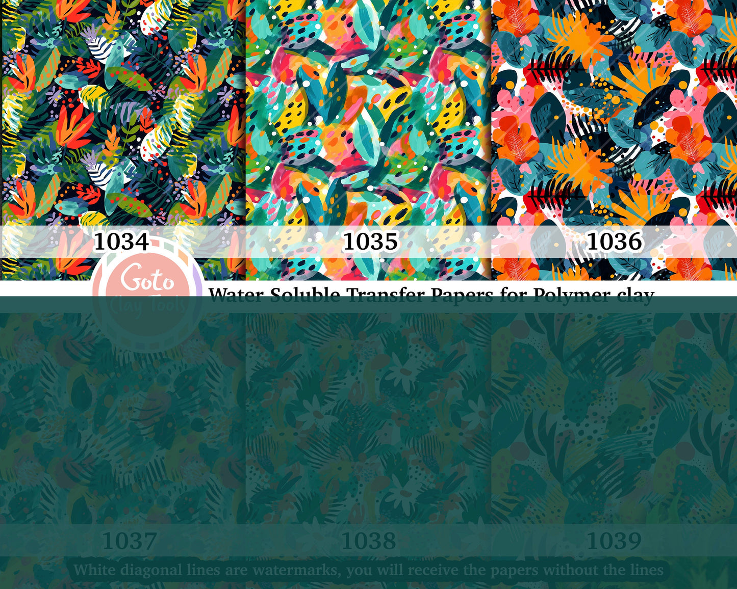 Tropical Polymer Clay Transfer Paper: Colorful Abstract Pattern (4x5.5 inches)