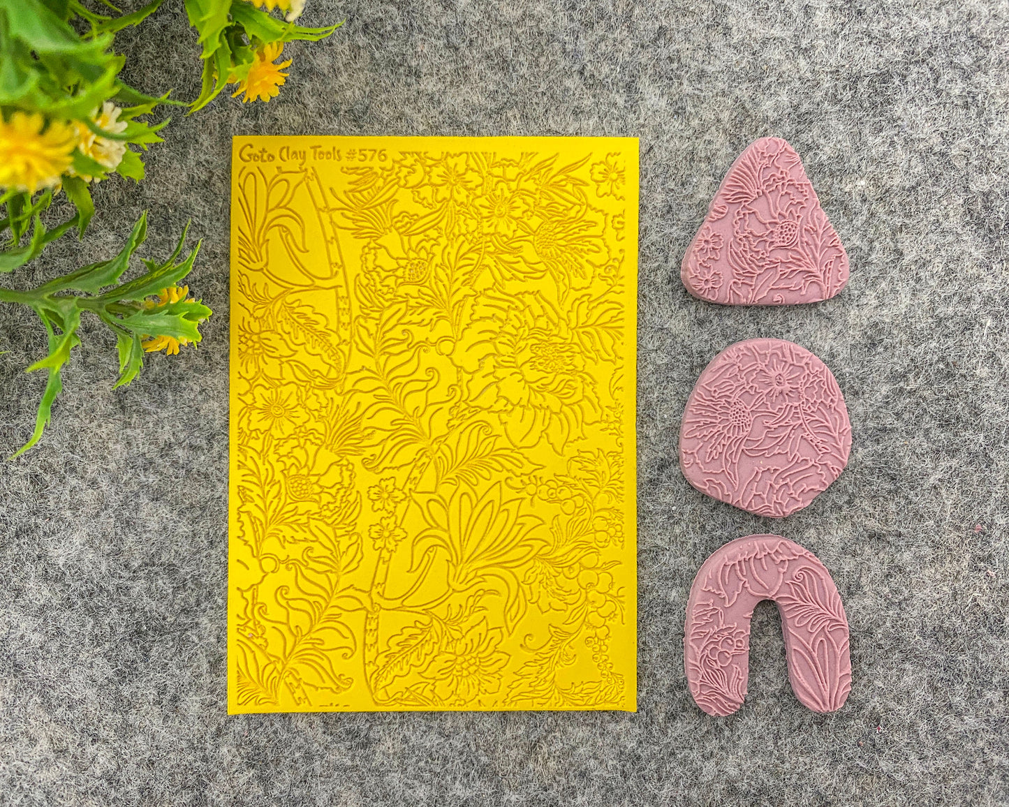 Floral Rubber Texture Mat for Polymer Clay Jewelry (#576)