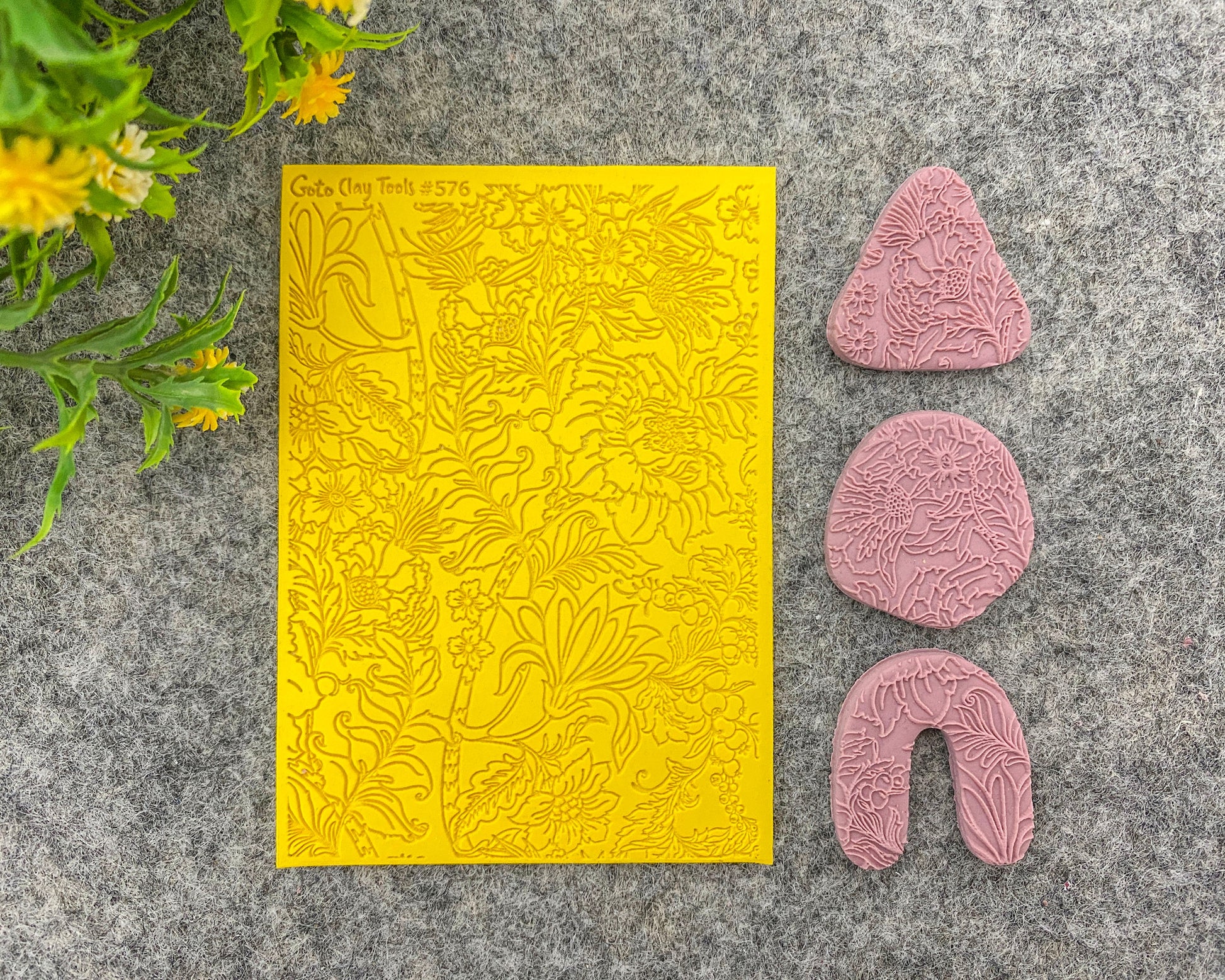 Floral Rubber Texture Mat for Polymer Clay Jewelry (#576)