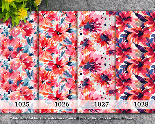 Pink Floral Transfer Paper for Polymer Clay (4x5.5 inches)
