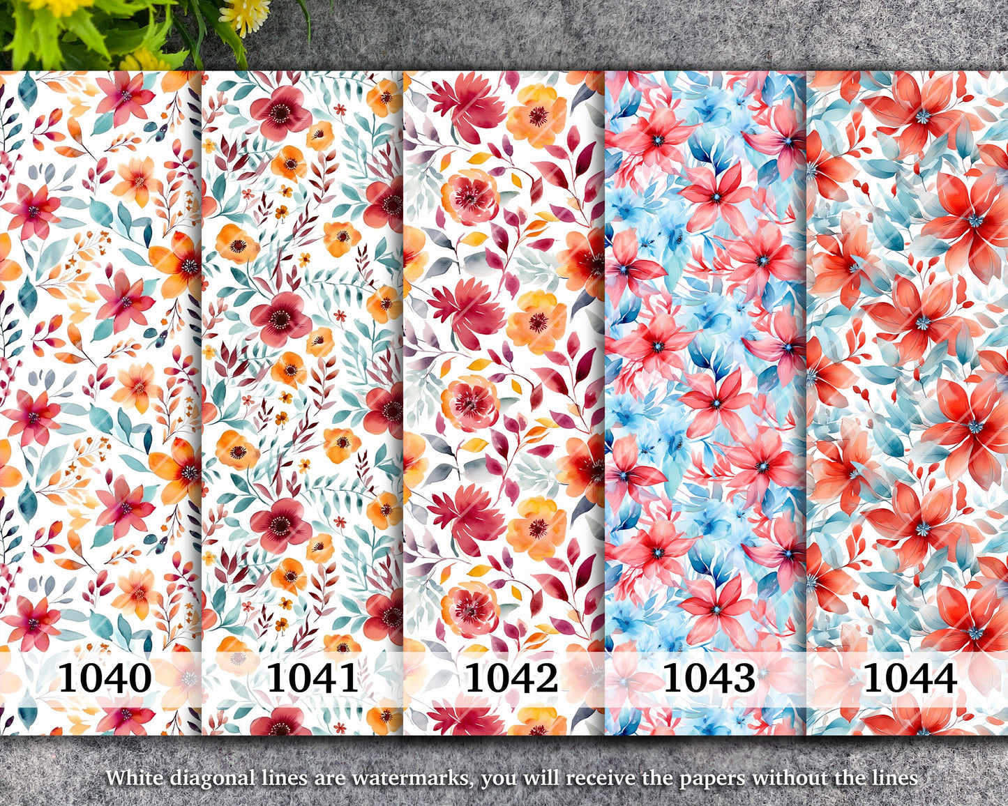 Watercolor Floral Transfer Paper for Polymer Clay