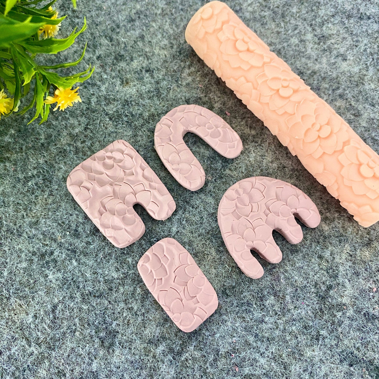 Floral Clay Texture Roller: Resin Polymer Clay Tool #108