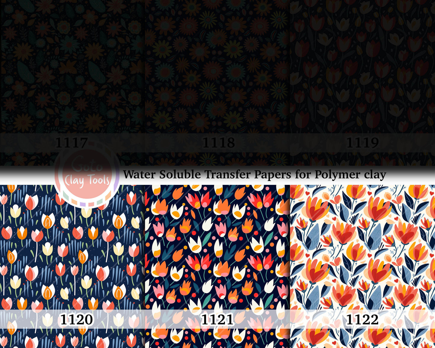 Tulip Floral Polymer Clay Transfer Paper: Water Soluble (4x5.5 inches)