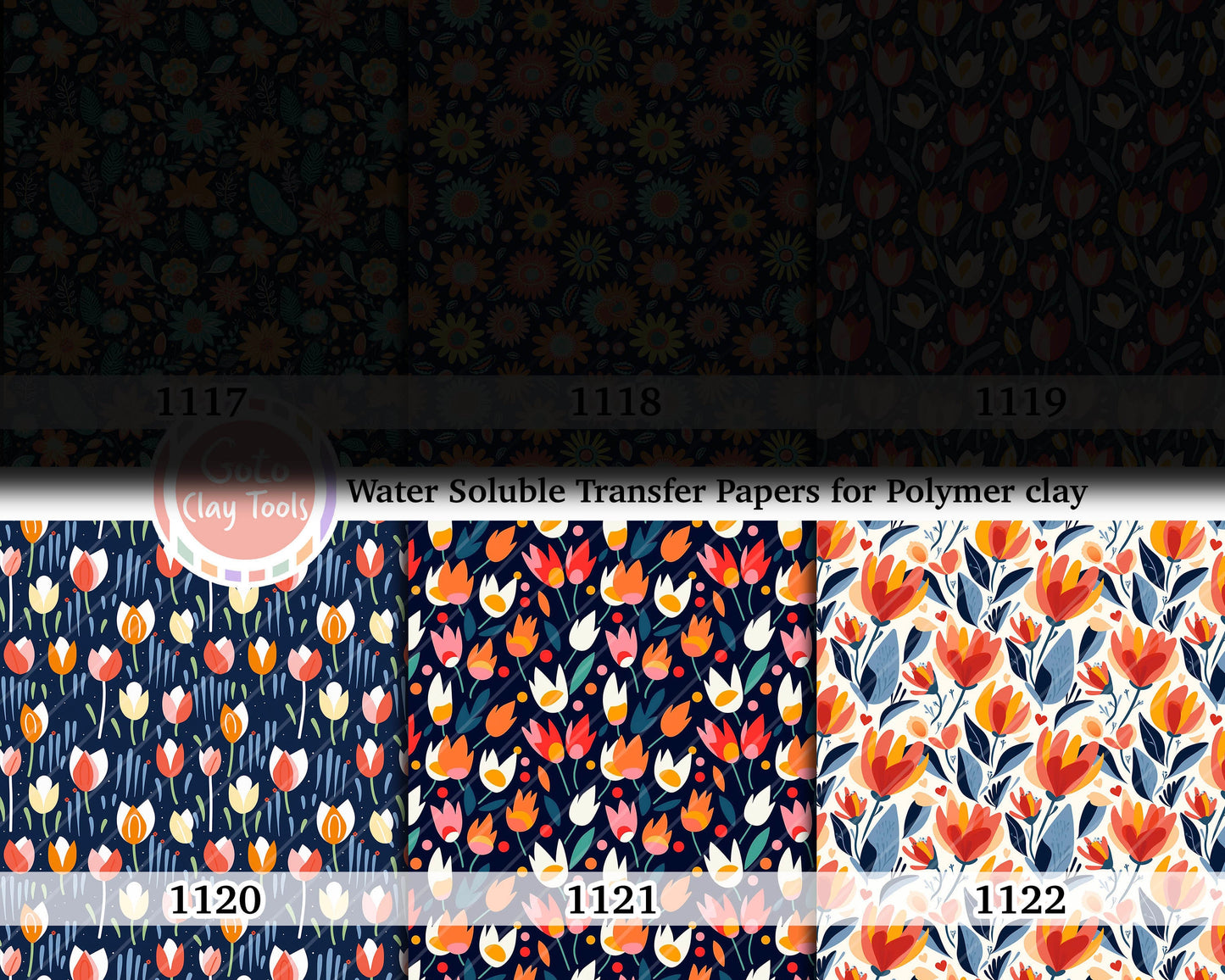 Tulip Floral Polymer Clay Transfer Paper: Water Soluble (4x5.5 inches)