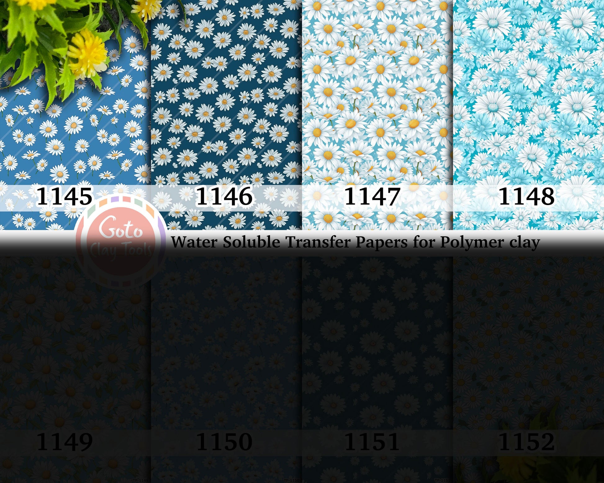 Blue Daisy Transfer Paper for Polymer Clay: Water Soluble 4x5.5"