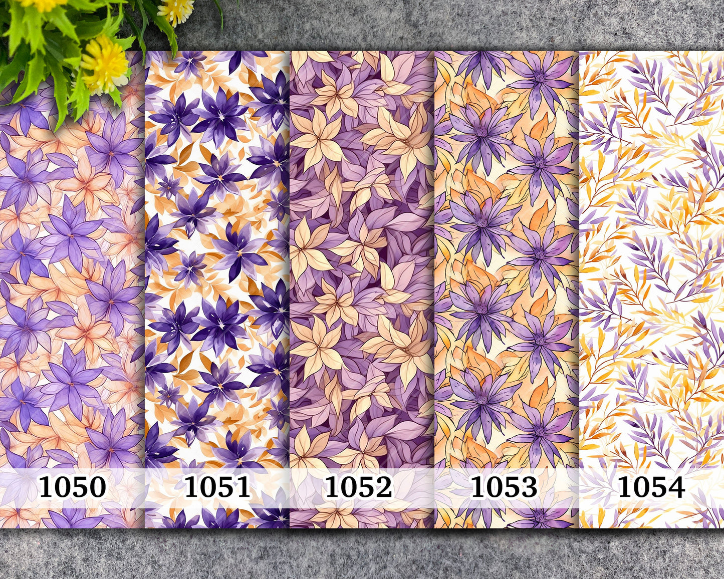 Purple Watercolor Floral Transfer Paper for Polymer Clay