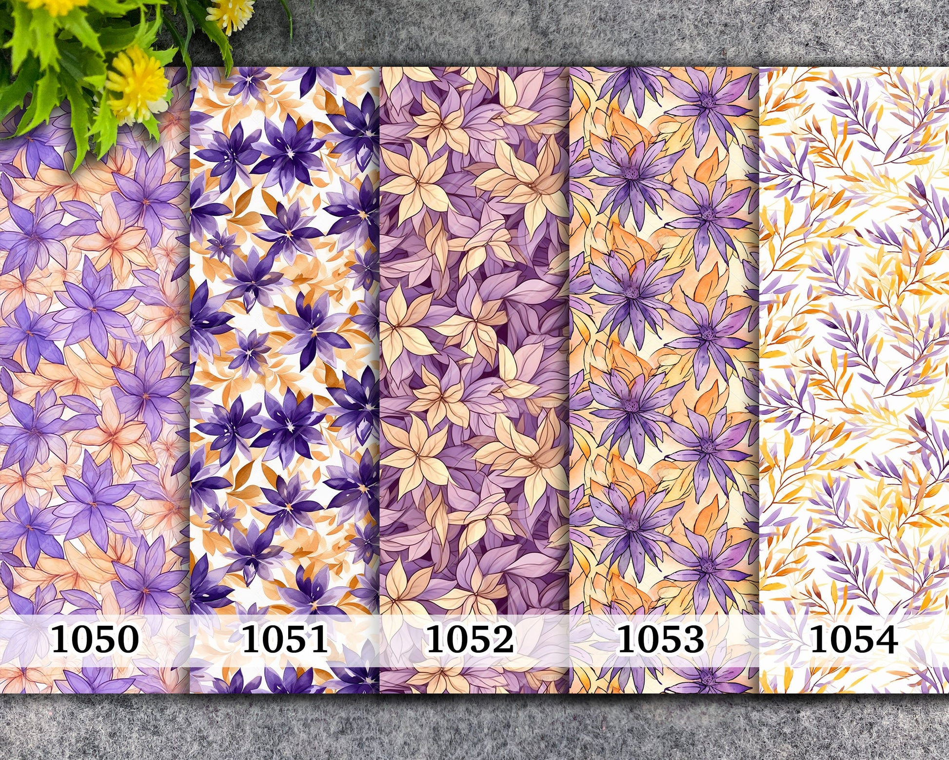 Purple Watercolor Floral Transfer Paper for Polymer Clay