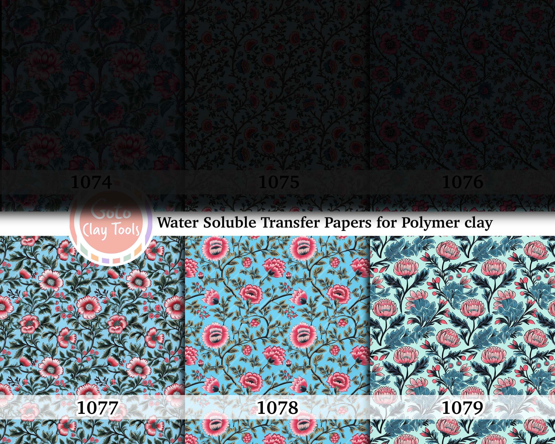 Ethnic Floral Polymer Clay Transfer Paper: Water Soluble (4x5.5 inches)