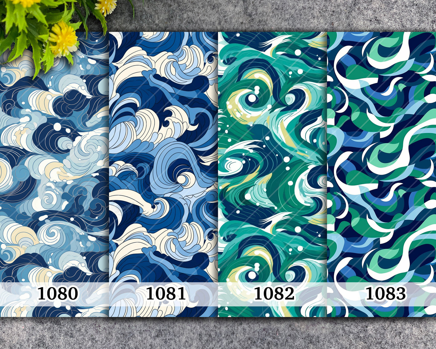 Watersoluble Transfer paper for polymer clay, absract Blue Waves pattern, polymer clay image transfers, magic transfer paper