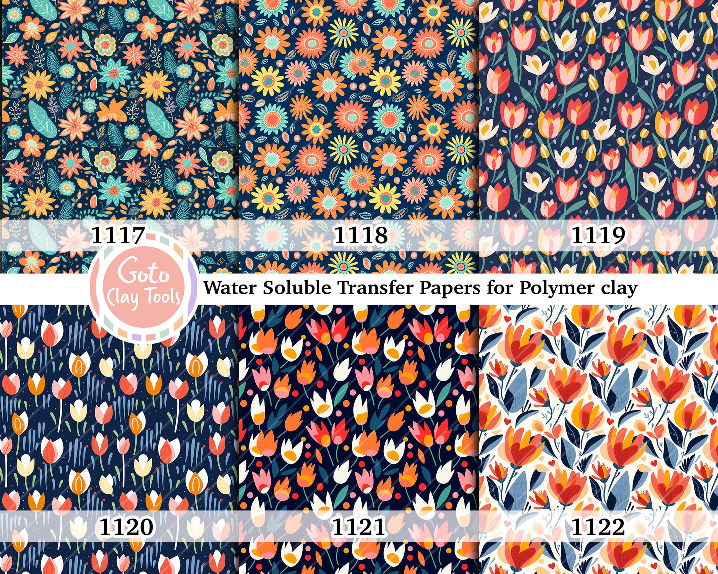 Tulip Floral Polymer Clay Transfer Paper: Water Soluble (4x5.5 inches)