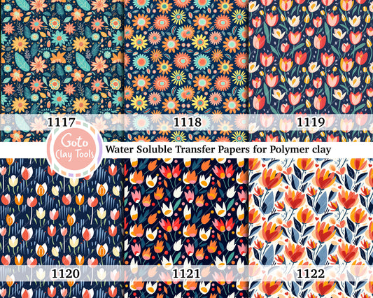 Tulip Floral Polymer Clay Transfer Paper: Water Soluble (4x5.5 inches)