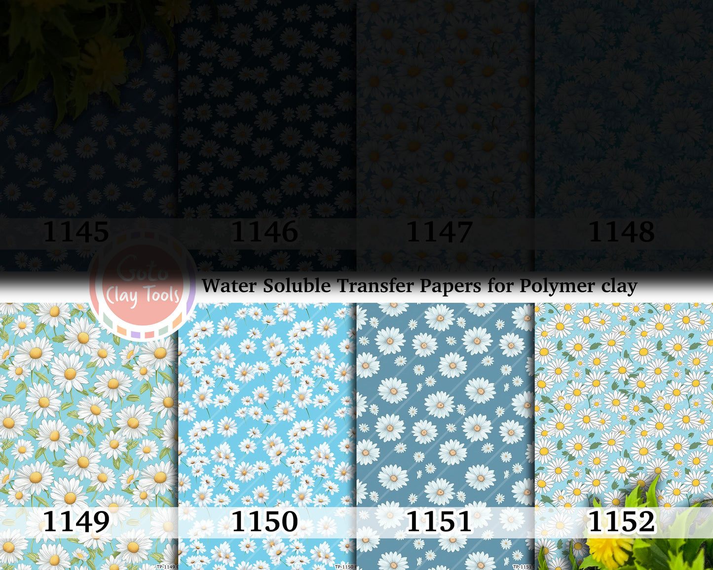 Blue Daisy Transfer Paper for Polymer Clay: Water Soluble 4x5.5"