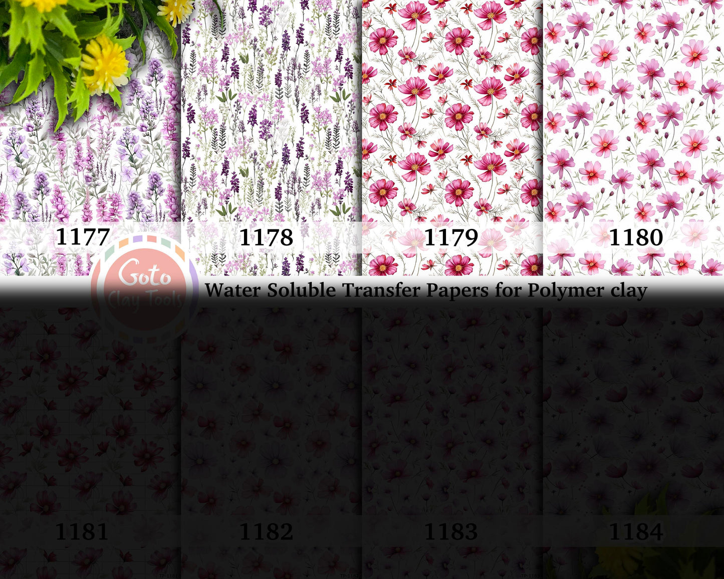 Watercolor Floral Transfer Paper for Polymer Clay