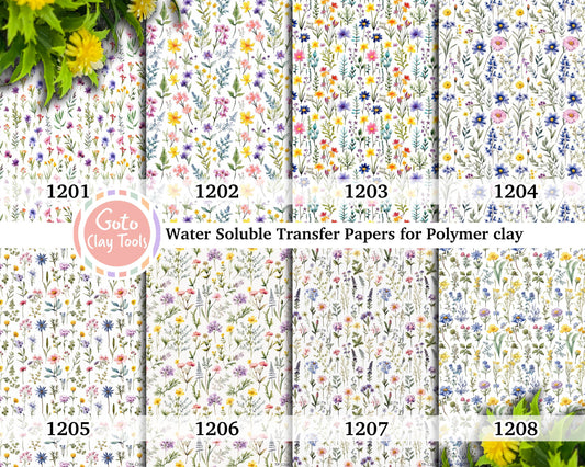 Wildflower Watercolor Transfer Paper for Polymer Clay