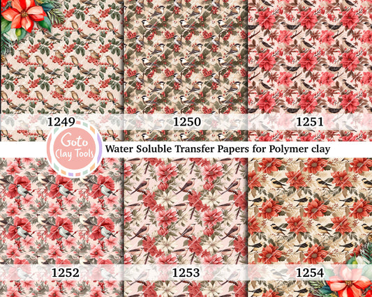 Water soluble Transfer paper for polymer clay, Christmas bird, polymer clay image transfers, magic transfer paper