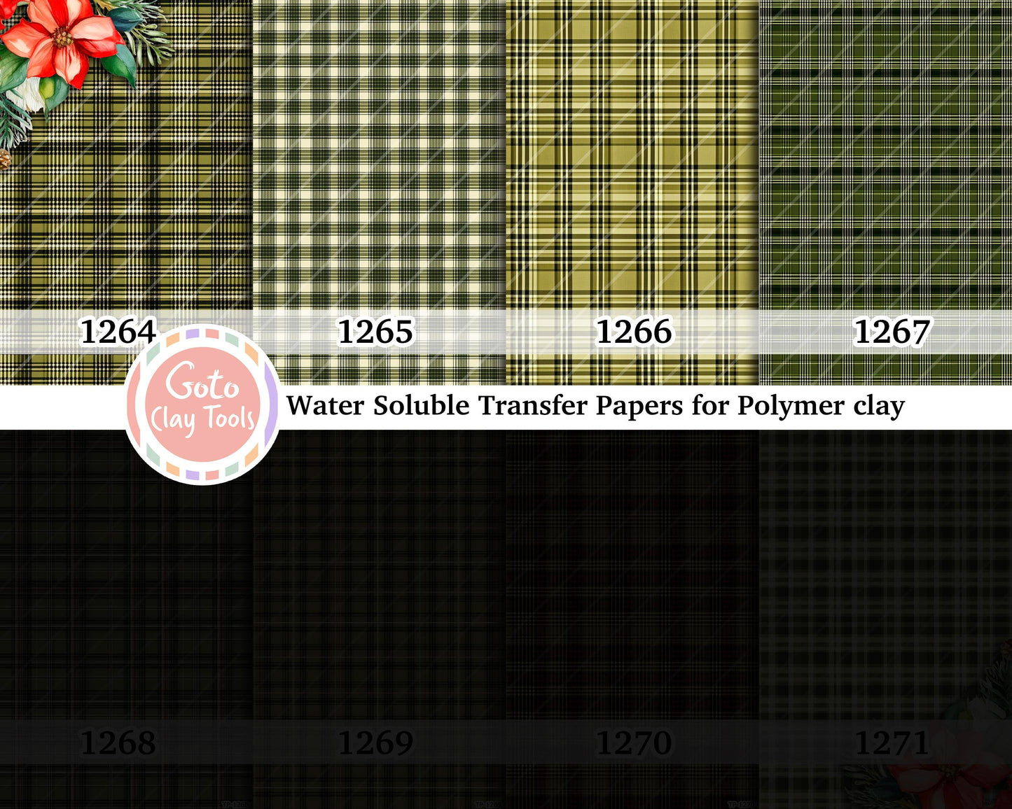 Green Plaid Polymer Clay Image Transfers: Water Soluble Paper (4x5.5 in)