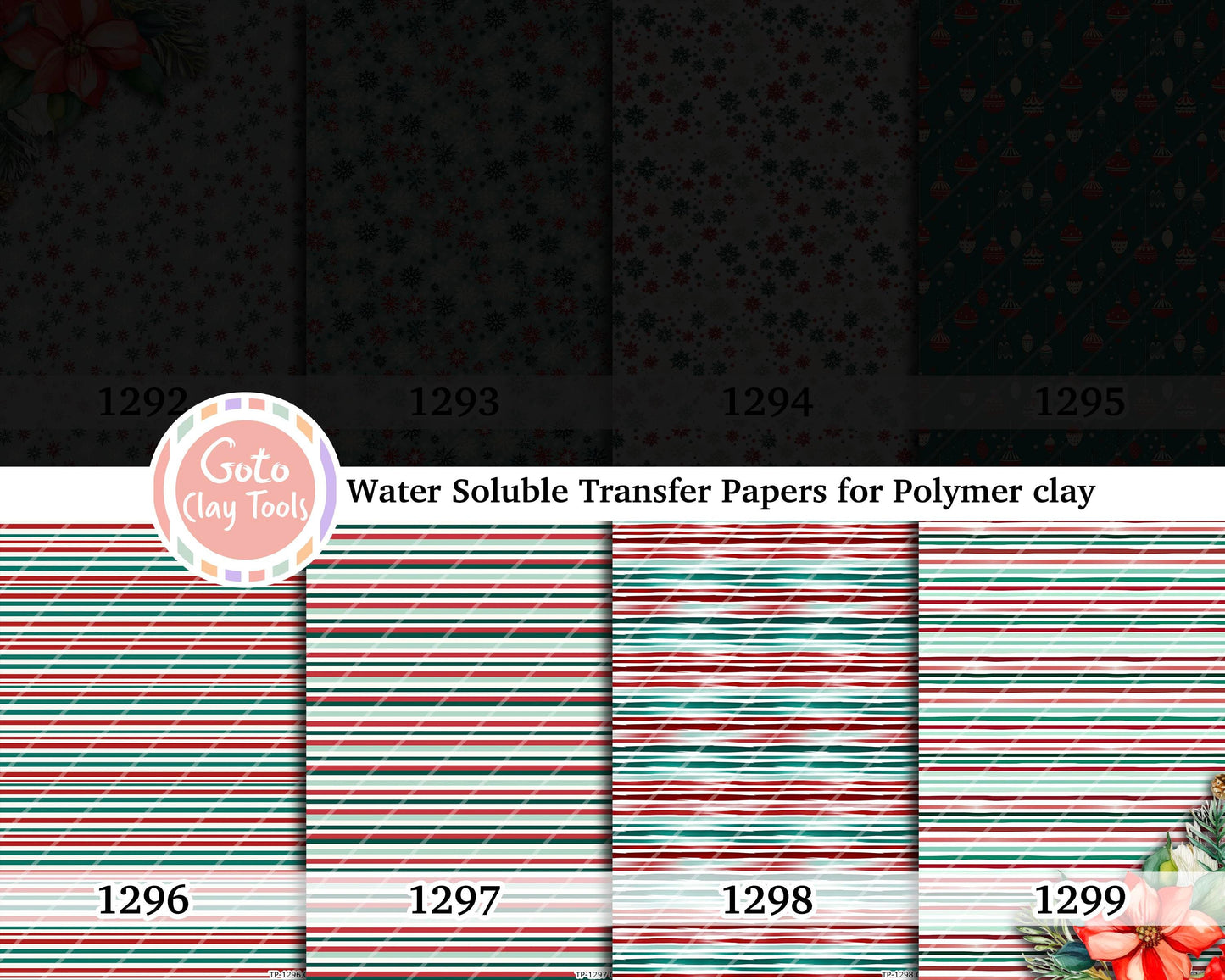 Christmas Pattern Water Soluble Transfer Paper for Polymer Clay