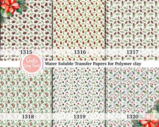 Christmas Pattern Water Soluble Transfer Paper for Polymer Clay (4x5.5 inches)