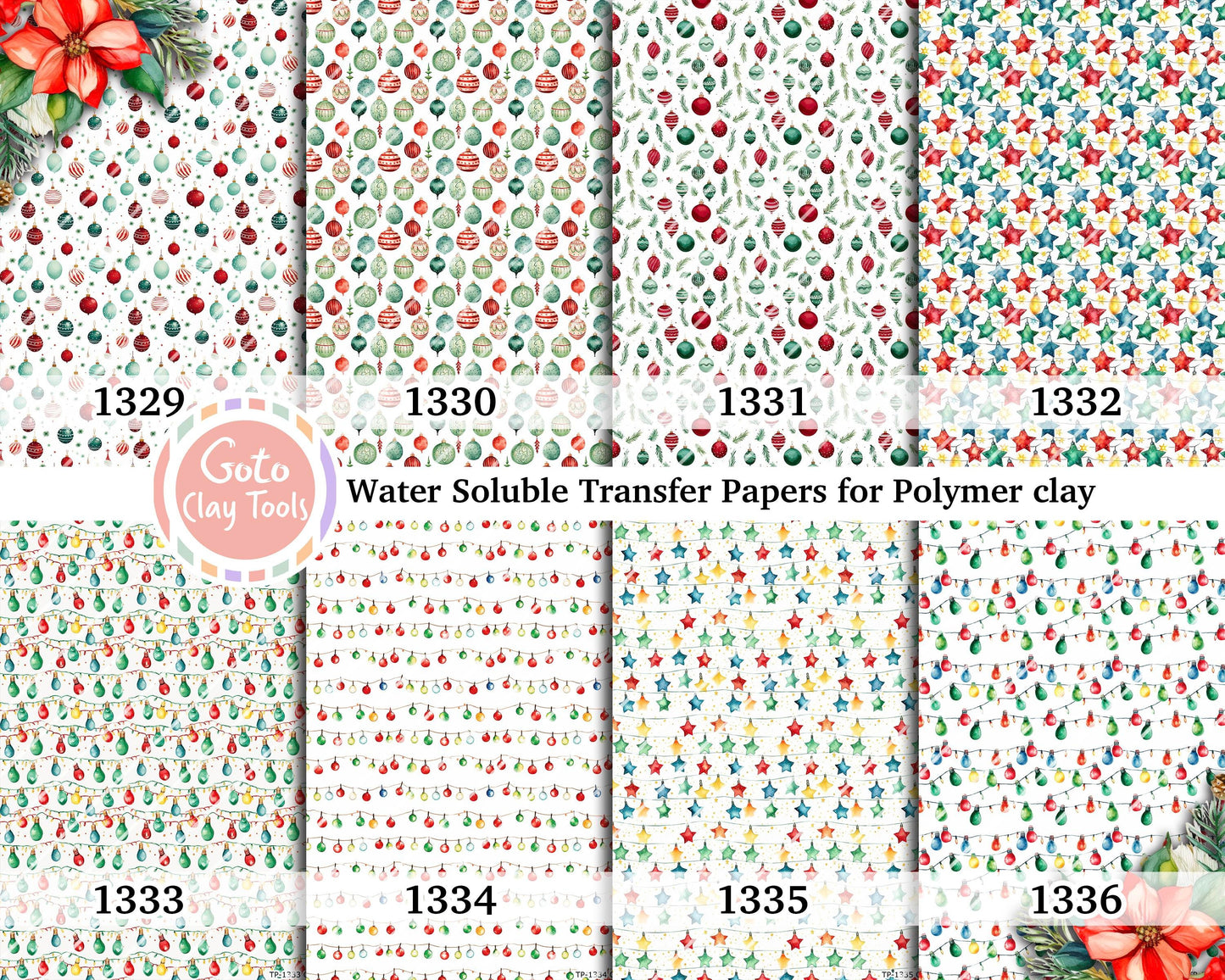Water soluble Transfer paper for polymer clay, Christmas Ornament, polymer clay image transfers, magic transfer paper