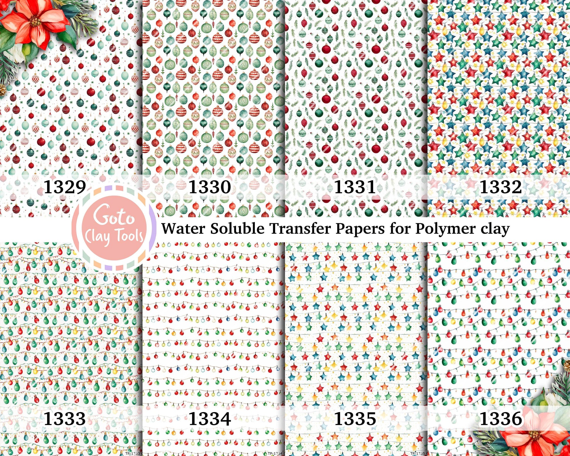 Water soluble Transfer paper for polymer clay, Christmas Ornament, polymer clay image transfers, magic transfer paper