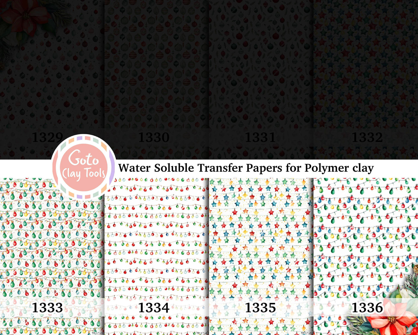 Water soluble Transfer paper for polymer clay, Christmas Ornament, polymer clay image transfers, magic transfer paper