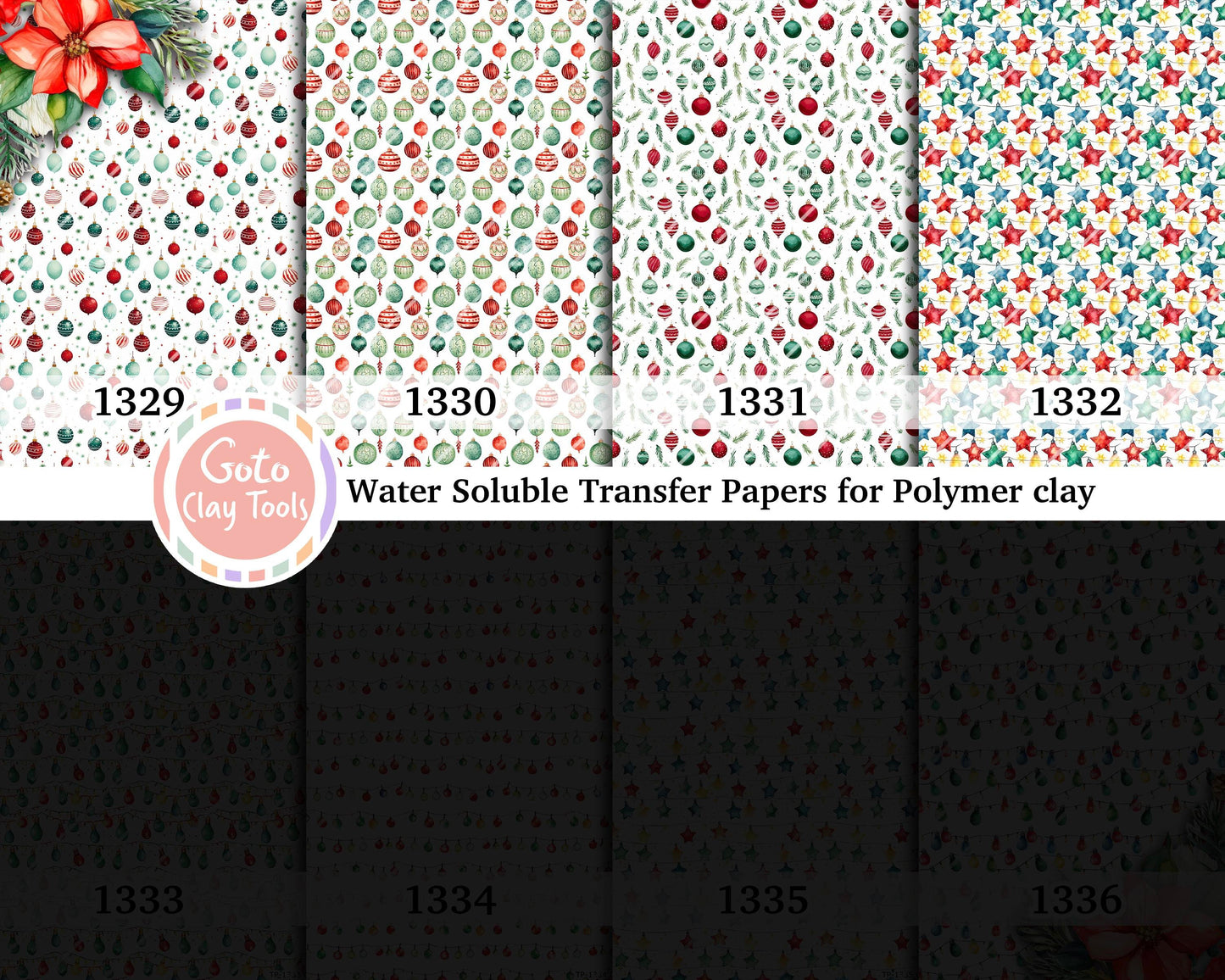 Water soluble Transfer paper for polymer clay, Christmas Ornament, polymer clay image transfers, magic transfer paper