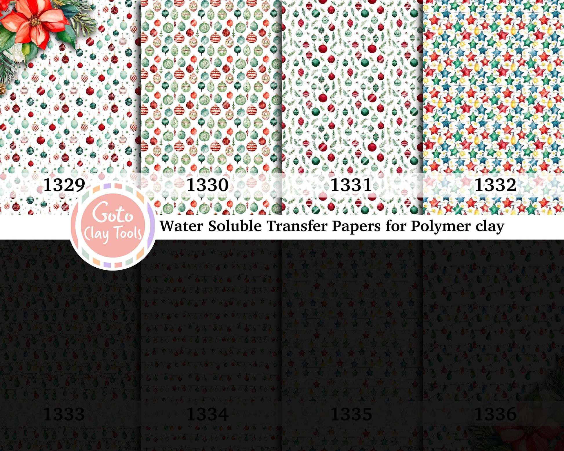 Water soluble Transfer paper for polymer clay, Christmas Ornament, polymer clay image transfers, magic transfer paper