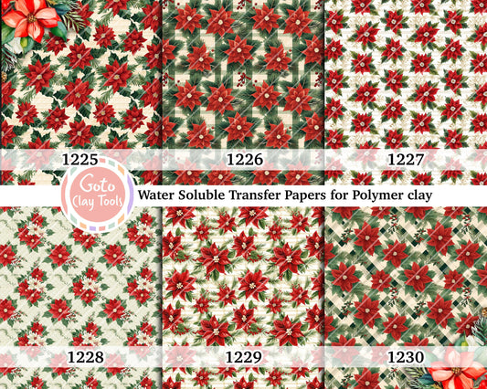 Poinsettia Pattern Transfer Paper for Polymer Clay (4x5.5 inches)