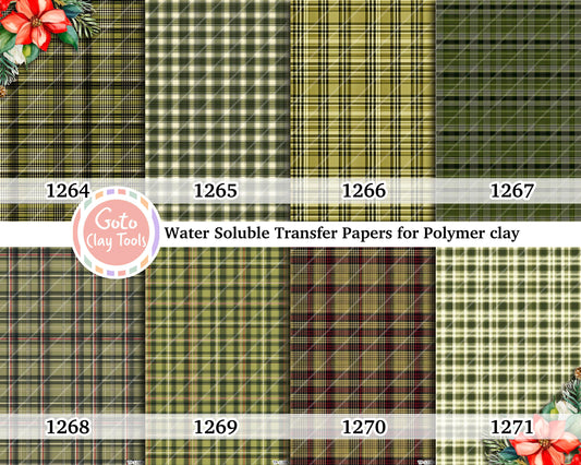 Green Plaid Polymer Clay Image Transfers: Water Soluble Paper (4x5.5 in)