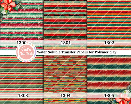 Christmas Stripes Polymer Clay Transfer Paper: Water Soluble (4x5.5 in)