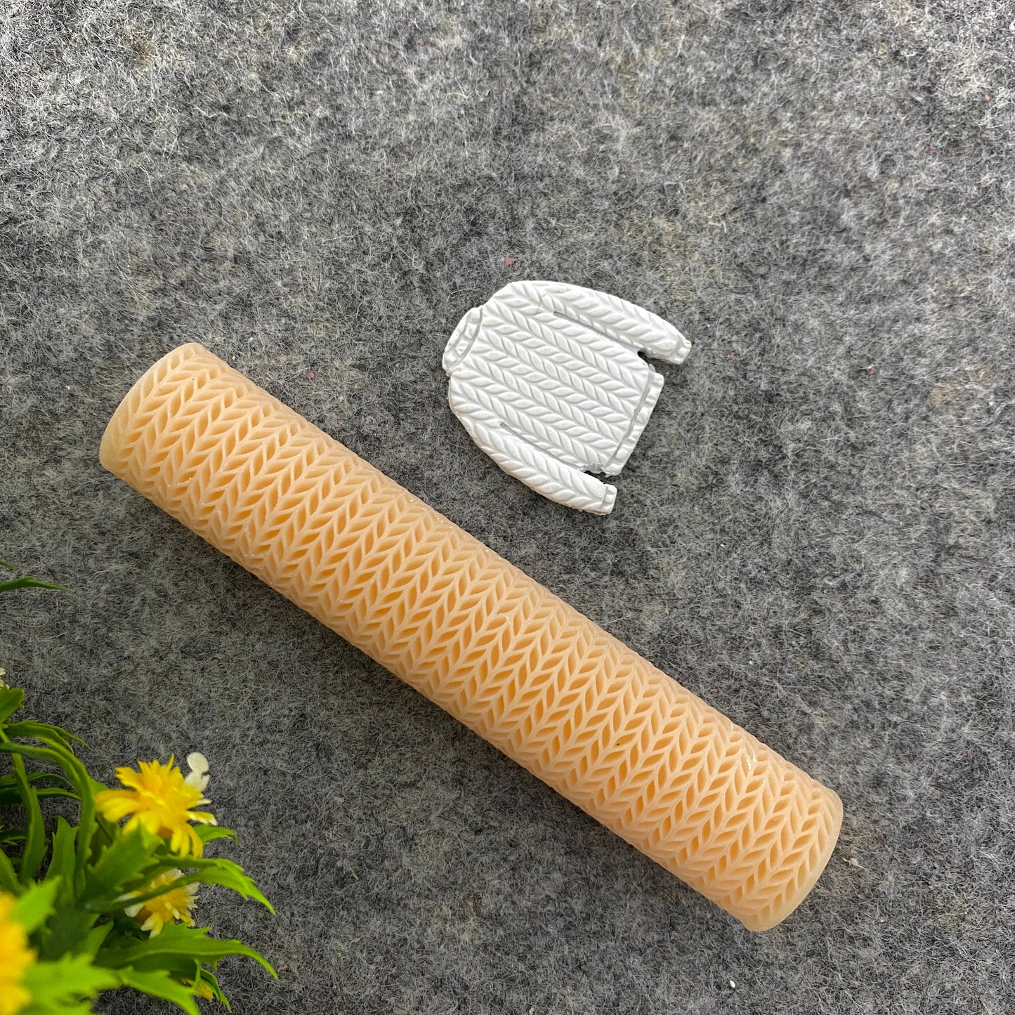 Knit Texture Roller for Polymer Clay: Sweater Patterned Clay Tool #112