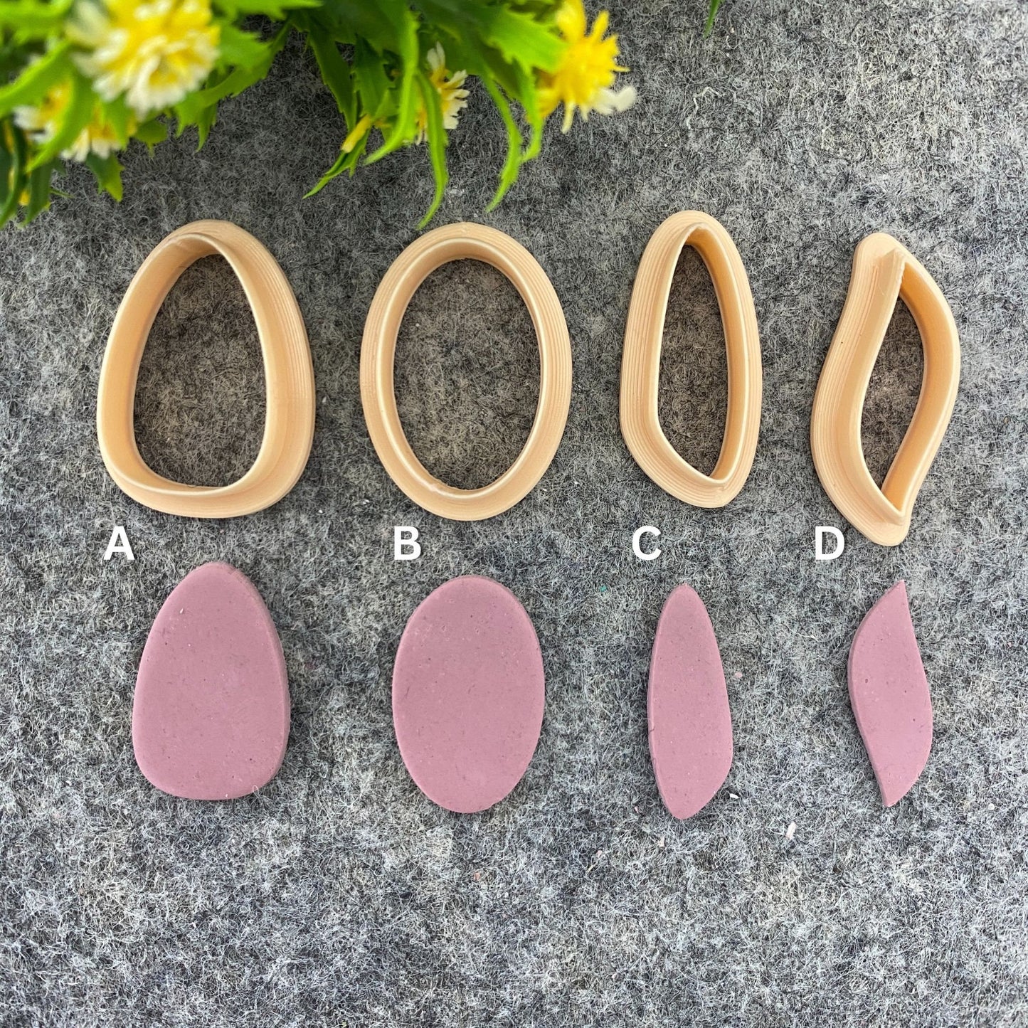 Organic Shape Clay Cutter: Oval Dangle Earring Polymer Clay Tool #661
