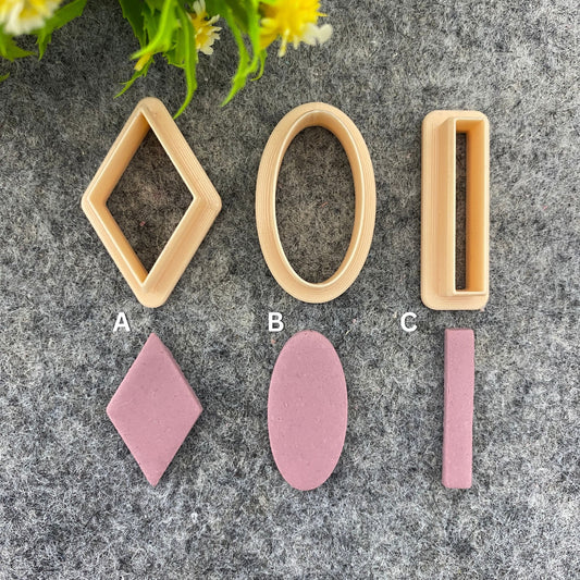 Diamond, Oval, Rectangle Clay Cutters: Polymer Clay Jewelry Tools #666
