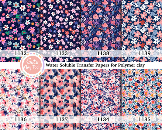 Floral Water Soluble Transfer Paper for Polymer Clay (4x5.5 inch)