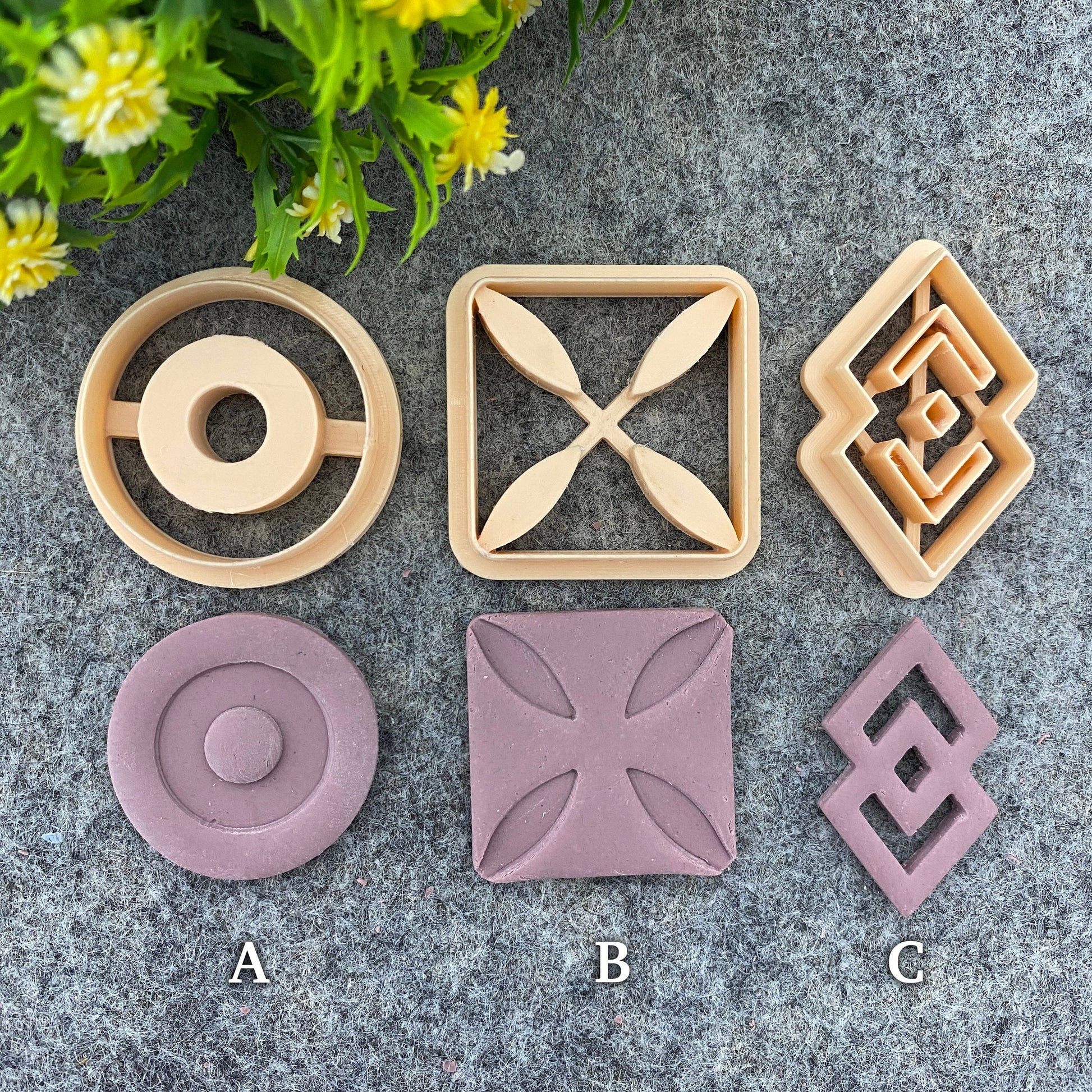 Adinkra symbol clay cutters, polymer clay cutter for earring making, African style clay cutters, Tribal cutters 687-Set-4