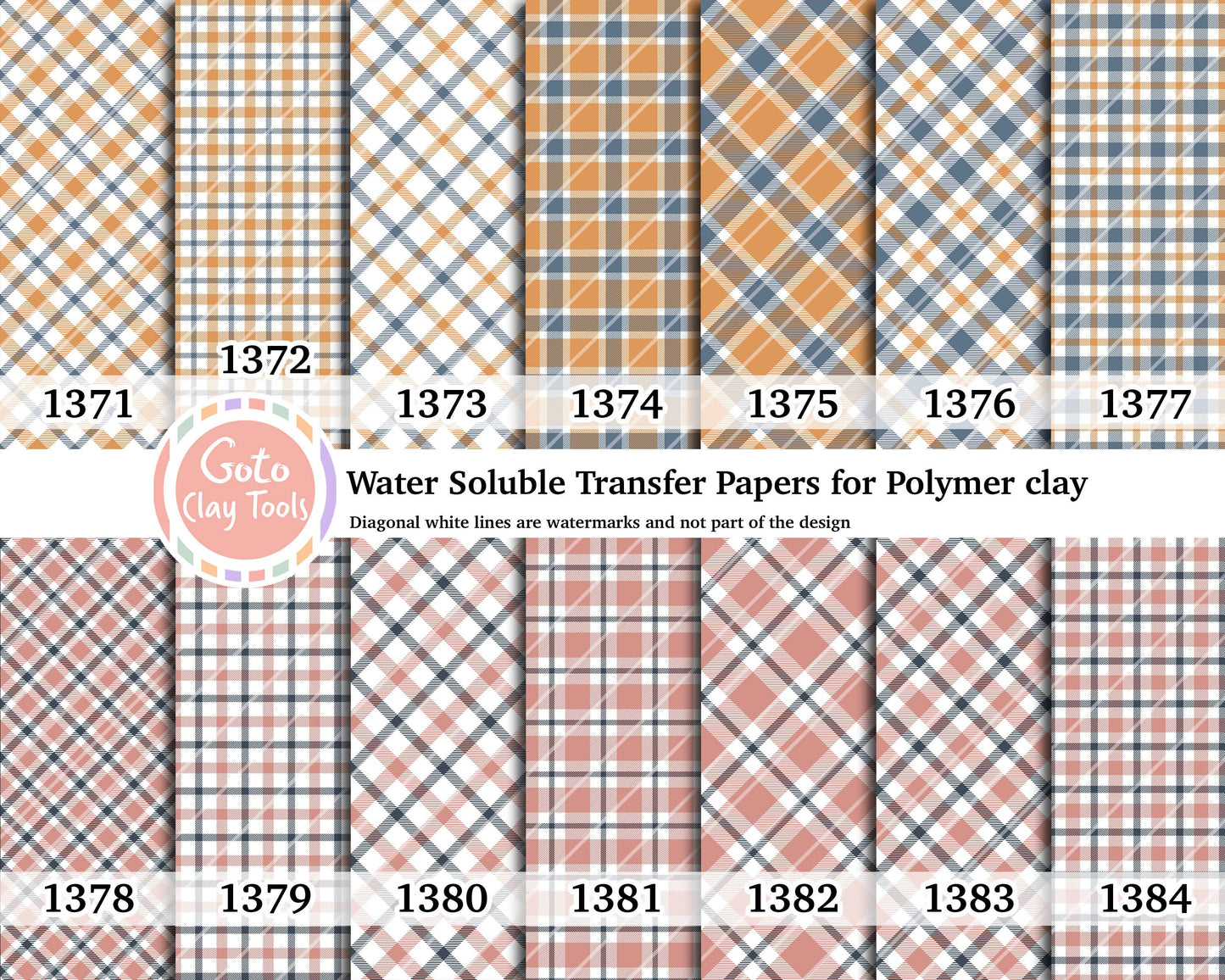 Christmas Plaid Water Soluble Transfer Paper for Polymer Clay