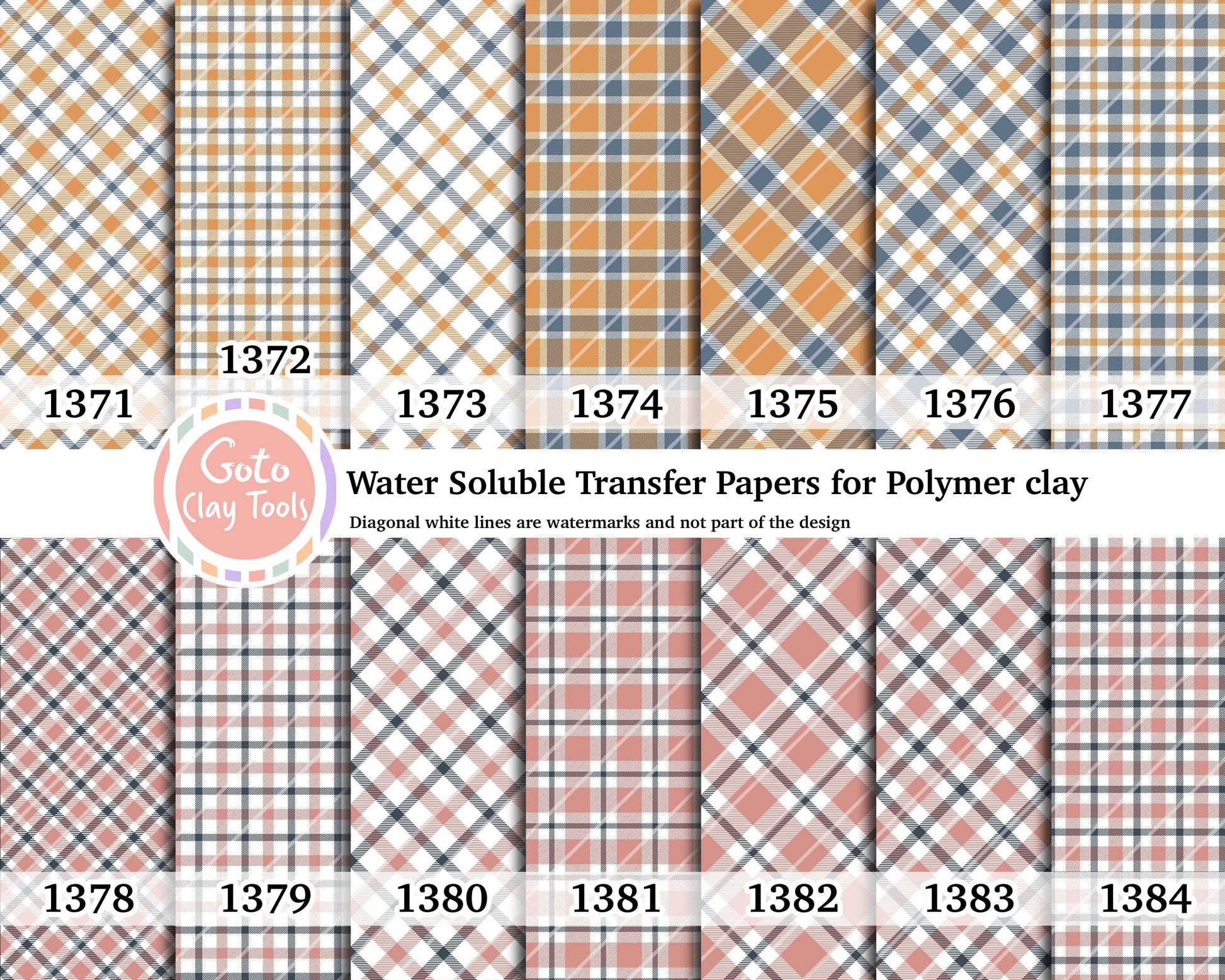 Christmas plaid Water soluble Transfer paper for polymer clay, polymer clay image transfers, magic transfer paper