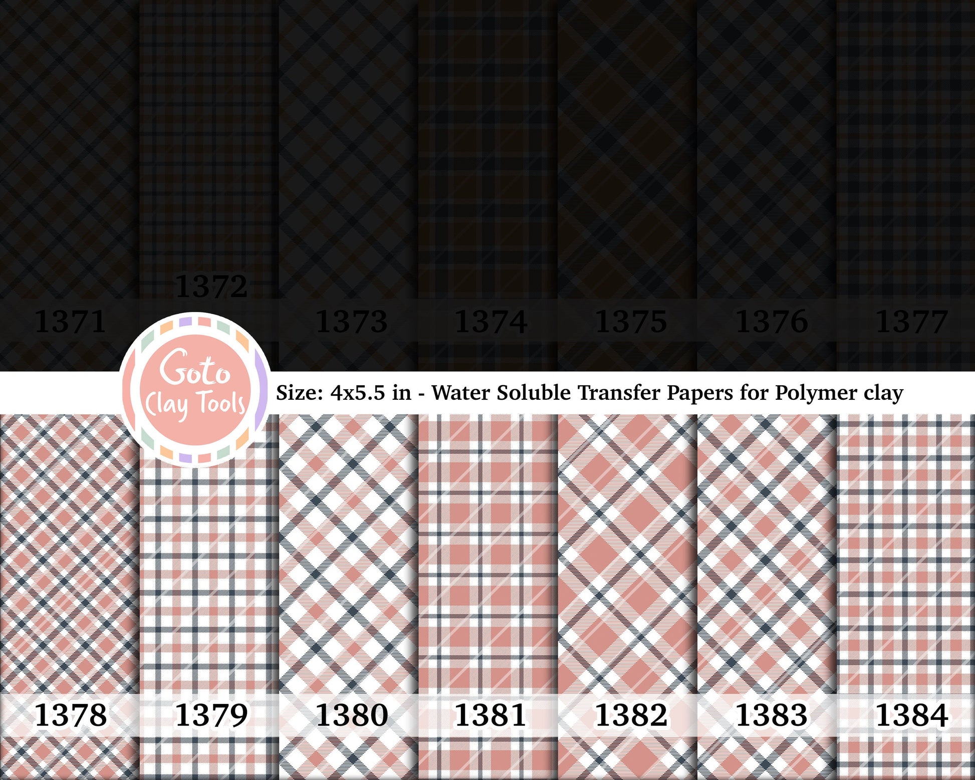 Christmas plaid Water soluble Transfer paper for polymer clay, polymer clay image transfers, magic transfer paper